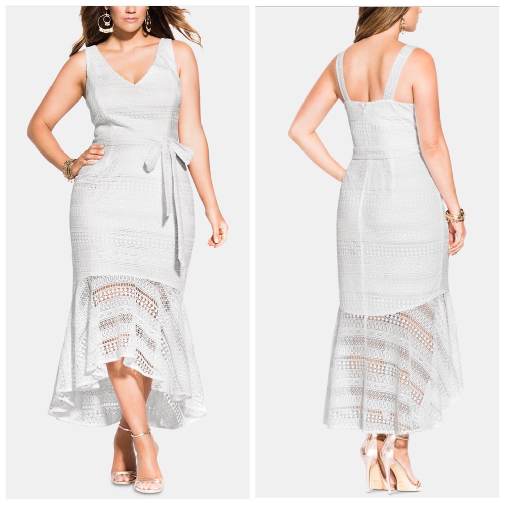 City Chic White Lace Mermaid Dress